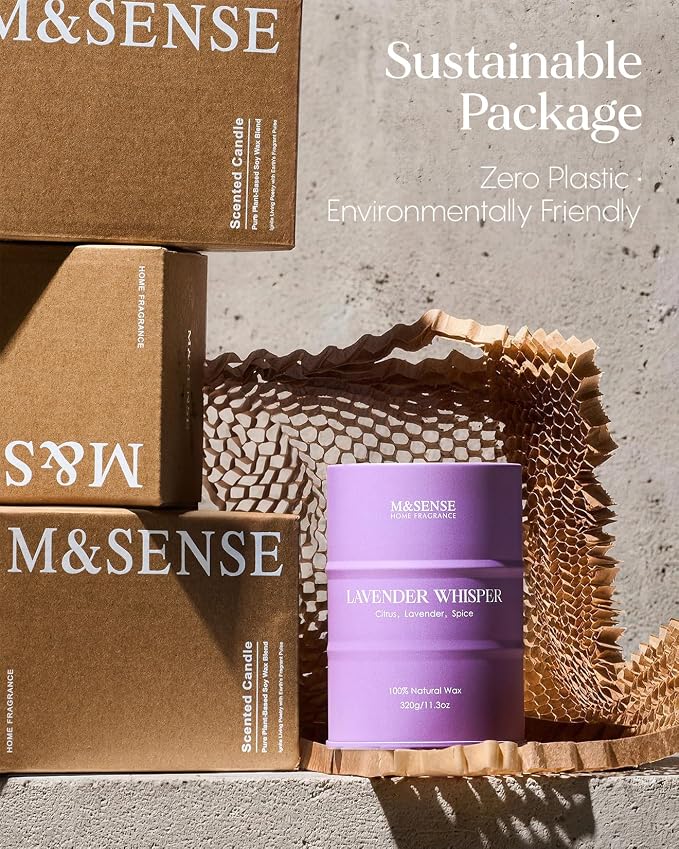 M&SENSE Lavender Scented Candles for Women, 11.3 oz Soy Candles for Home Scented, Aromatherapy Candle for Stress Relief Meditation Relaxing,Birthday Gifts Mothers Day Candle for Women Mom