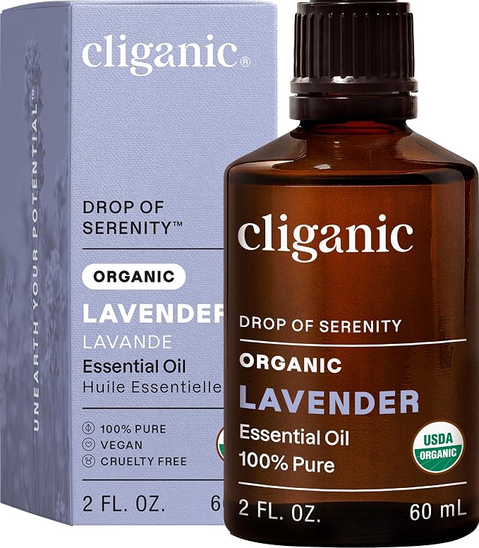 Cliganic Organic Lavender Essential Oil - 100% Pure Natural for Aromatherapy Diffuser | Non-GMO Verified