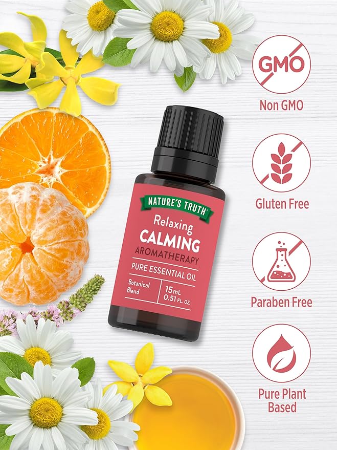 Nature's Truth Calming Pure Essential Oil | 15 mL | for Diffusers and Aromatherapy | Plant Based, Non-GMO & Gluten Free