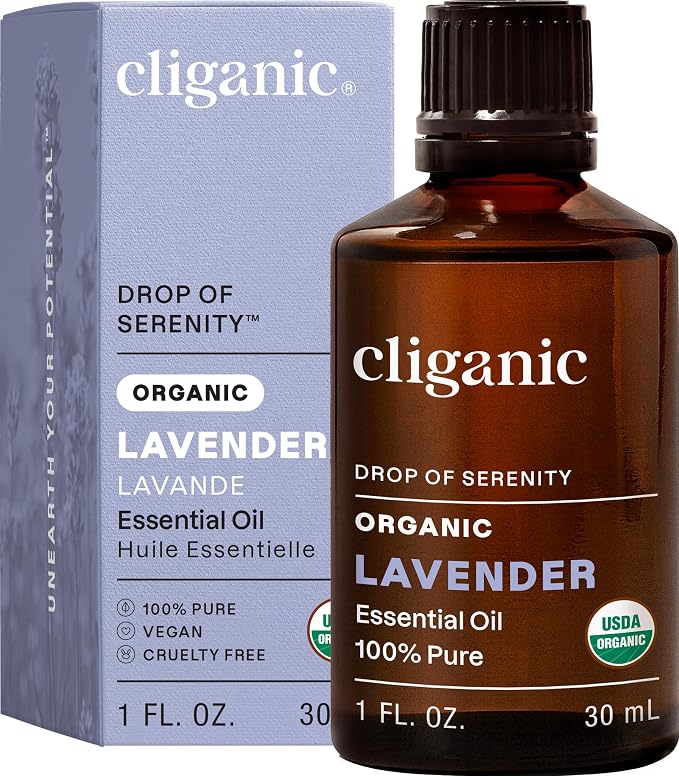 Cliganic Organic Lavender Essential Oil, 1oz - 100% Pure Natural Undiluted, for Aromatherapy Diffuser | Non-GMO Verified