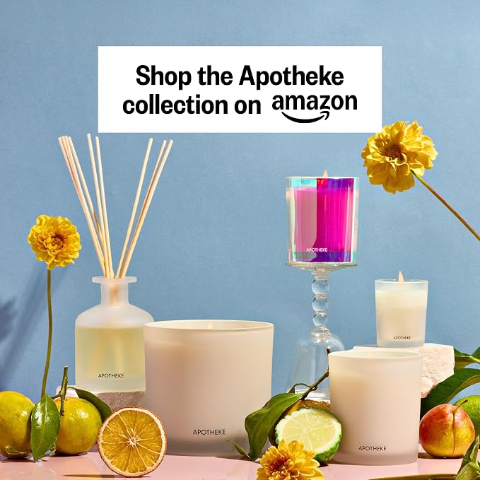 Apotheke Luxury Scented Reed Diffuser for Home, Bergamot Tangerine - 6.7 Fl Oz Essential Oil Aromatherapy - 10 Rattan Scent Sticks Room Diffuser - Long-Lasting Fragrance for Bedroom, Home, Bathroom