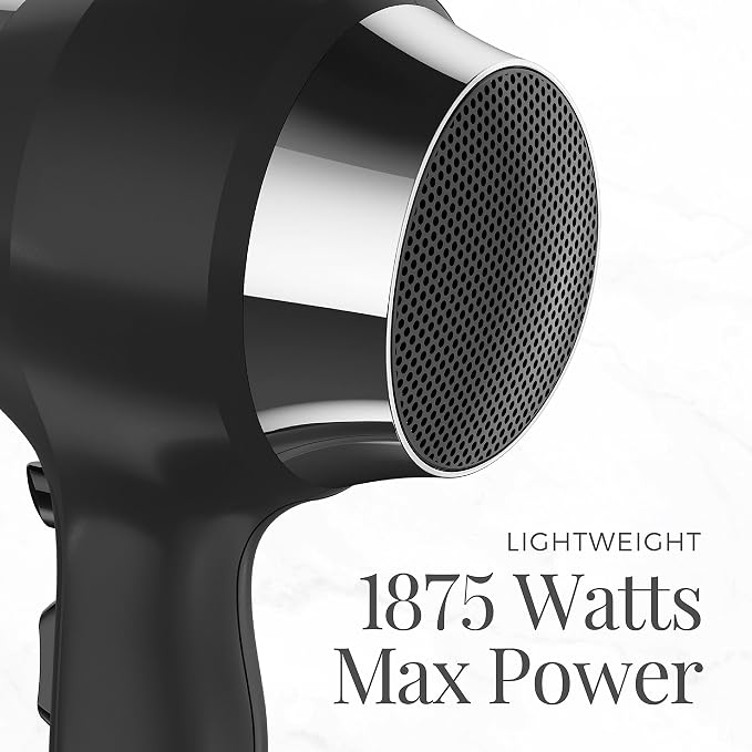 Remington Impact Resistant Hair Dryer, 1875-Watt Blow Dryer with Tourmaline, Titanium & Ceramic Technology, 3 Heat, 2 Speed Settings, Cool Shot, Diffuser & Concentrator Attachments