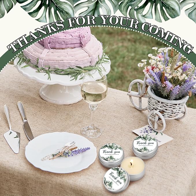 MTLEE 50 Pcs Wedding Candles Gift Favors for Guests 1 Oz Lavender Scented Soy Wax Aromatherapy Candle Favors for Bridal Shower Rustic Wedding Party Guests (Palm)