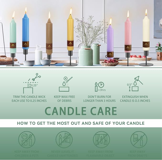 Sage Green Short Taper Candle 7 Inch Candlesticks Unscented Dripless Tapered Candle Set for Home Decor Wedding Party Dinner Candles, 4 Pack