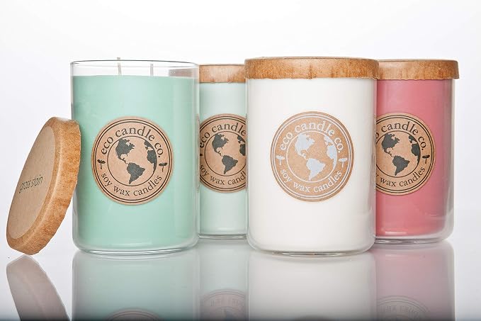 ECO CANDLE CO. Recycled Candle, Vanilla Grapefruit, 26 oz. - Scents of Vanilla & Pink Grapefruit - 100% Soy Wax, No Lead, Kraft Paper Label & Lid, Hand Poured, Made from Midwest Grown Soybeans