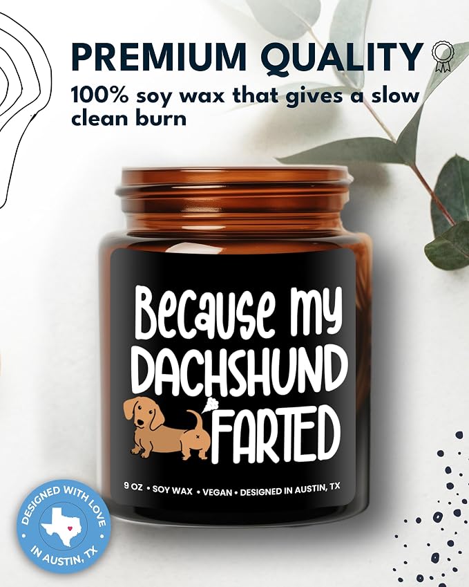 Funny Dachshund Candle, Dachshund Gifts for Women and Men, Unique Funny Pet-Themed Gift Ideas, Best Present for Pet Lovers, Perfect Presents for Dog Mom & Dog Dad, Birthday, Christmas, Gift-Ready