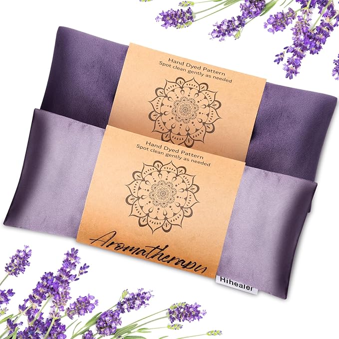 Weighted Eye Mask for Sleep, Yoga, Meditation, Lavender Eye Pillow Heated for Headache, Sinus, Dry Eyes Relief, Moist Heat Mask Purple Relaxation Gifts for Women (Purple&Lilac)
