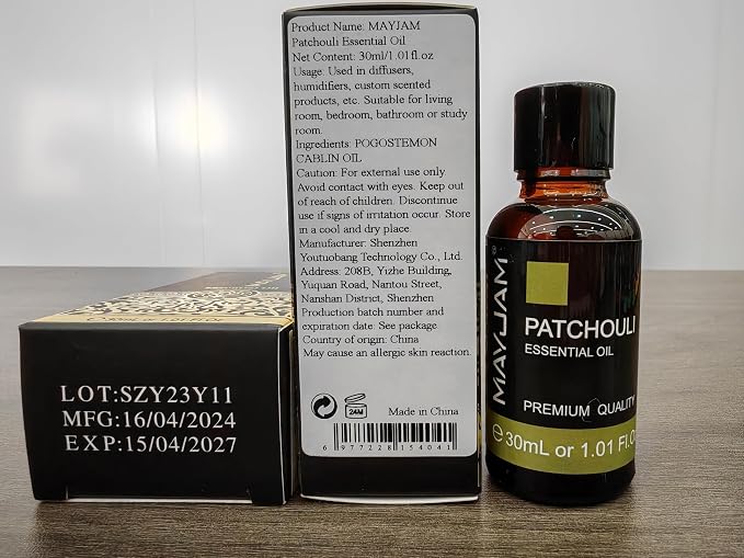 MAYJAM Patchouli Essential Oil, 1.01FL.OZ Essential Oils, Use with Diffuser, During Yoga, Massage, Bath, Patchouli Oil(30ml)