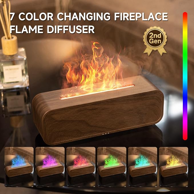 TMEHM Sound Reactive Flame Air Diffuser Humidifier,7 Colors Aromatherapy Essential Oil Diffuser,Ultrasonic Aroma Humidifier with Timer for Home,Bedroom,Office,Yoga