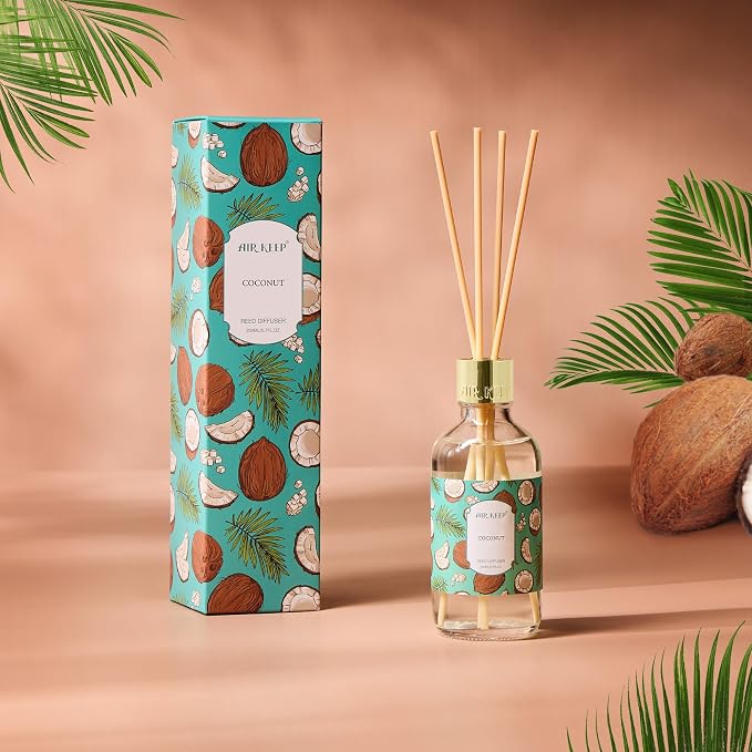 Airkeep Reed Diffuser Oil Set with Reed Sticks,Rose Aromatherapy Oil Scent Diffuser for Home Office Bathroom Decoration Perfume and Gifts 3.38oz/100ml