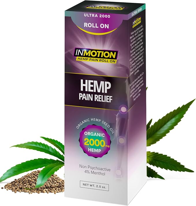 Roll On for Pain Relief – Fast Acting Dual Action Formula – Roll On Hemp Oil with Menthol & Boswellia for Muscle, Joint, Back, Knee – Odorless, Non-Greasy, Made in USA