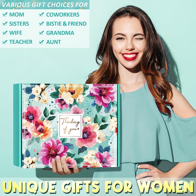 Birthday Gifts for Women Self Care Get Well Soon Gifts, Ocean Relaxing Spa Gift Box Care Package Basket w/ Luxury Flannel Blanket 40 oz Tumbler, Mother's Day Gift for Mom Her Wife Girlfriend Grandma