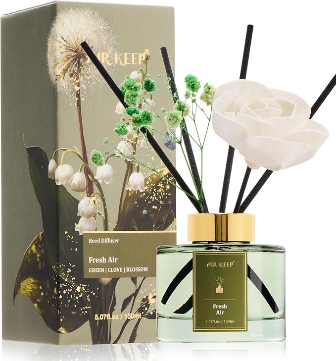 Airkeep Flower Reed Diffuser Set, Fresh Air Diffuser Set, 5.07 Fl.oz (150ml), Home Fragrance, Bathroom, Bedroom & Home Décor, Air Freshener