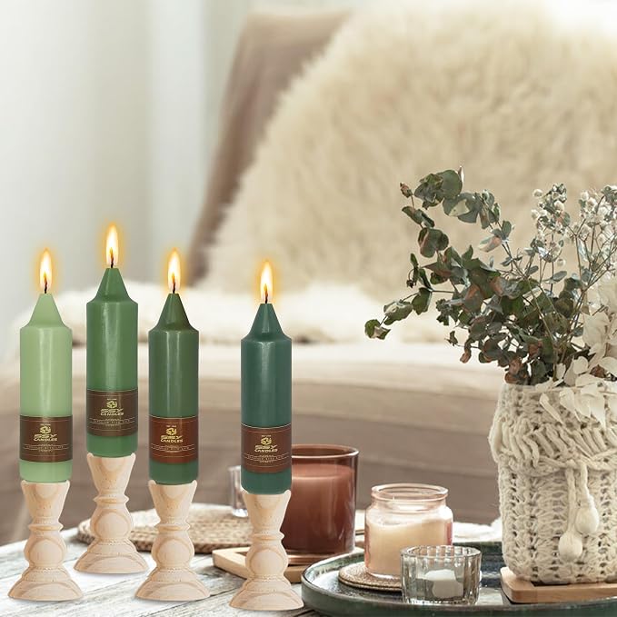 5 inch Short Candlesticks Gradient Green Taper Candles 4 PCS for Dinner Household Wedding Party Home Décor Candles