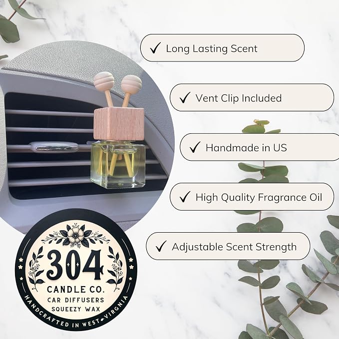 Cute Refillable Car Air Freshener Vent Clip 8mL – Pumpkin Caramel Delight – 15mL Refill Included – Long Lasting Fragrance Oil Diffuser – 100% American Handmade Odor Eliminator