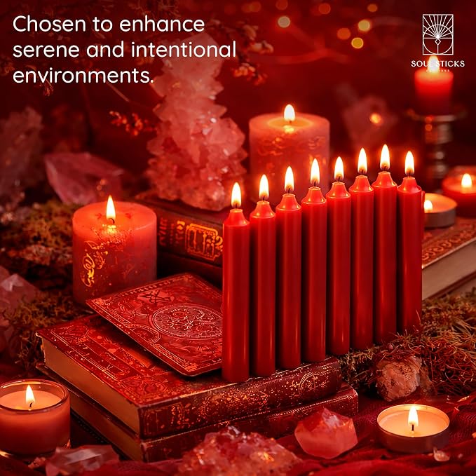 SOUL STICKS Love Magic Spell Chime Candles 20 Pack - Ideal for Altar, Rituals, Ceremonies, Meditation Red Colored Candle for Witchcraft Supplies, Wiccan Supplies and Tools, Candle Clearance