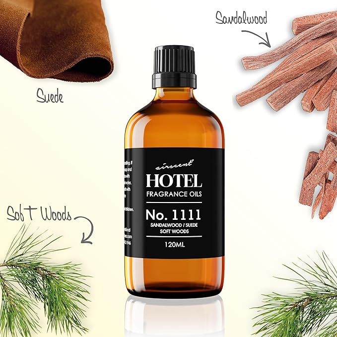 AirScent My Way Diffuser Oil No. 1111 Inspired by the 1 Hotel - 10 mL | Sandalwood Suede Soft Woods - Hotel Fragrance Oil for Ultrasonic and Waterless Diffusers and Crafting - 0.34 fl oz Bottle