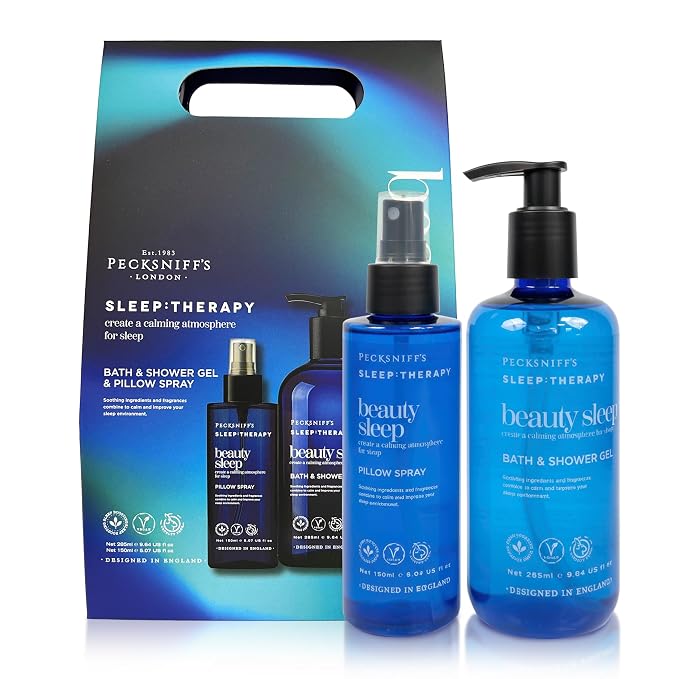 Pecksniff's Sleep Therapy Duo Gift Set – Beauty Sleep Bath & Shower Gel 300 ml & Pillow Spray 100 ml – Relaxing Aromatherapy for Restful Nights