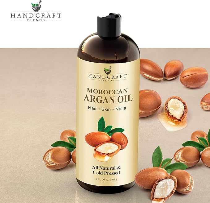 Handcraft Blends Moroccan Argan Oil - 8 Fl Oz - 100% Pure and Natural - Premium Grade Carrier Oil for Skin and Hair - Hair and Body - Massage - Cold-Pressed