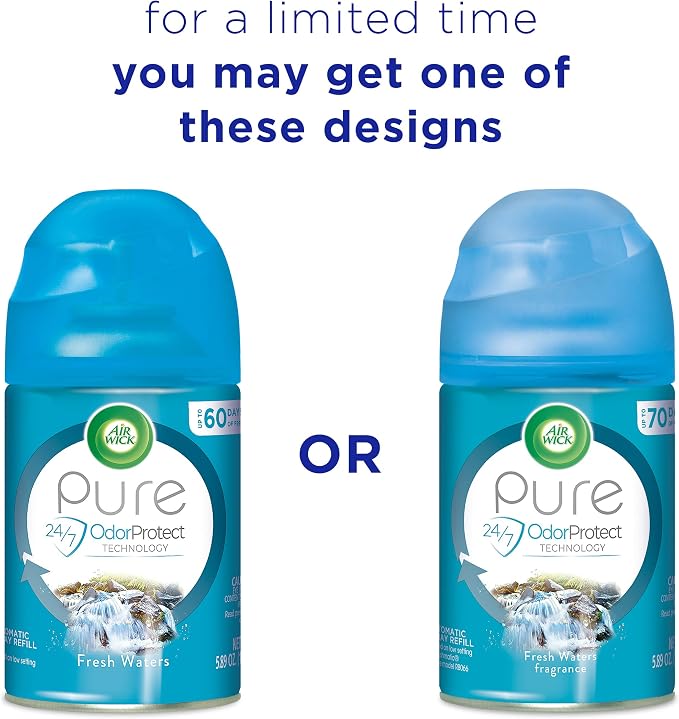 Air Wick Automatic Air Freshener Spray Refill, 1ct, Fresh Waters, Odor Neutralization, Essential Oils 5.89 ounce (Pack of 6)