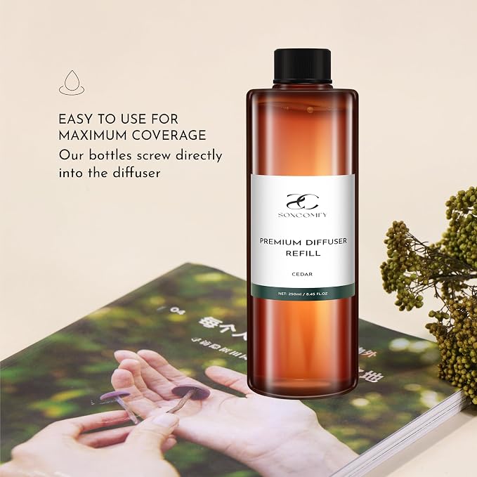 Diffuser Oil Refill, 250ml / 8.45 fl oz, Cedar - Reed & Aromatherapy Diffuser Oil, Long-Lasting Home Fragrance, Eucalyptus, Cedar & Sandalwood Notes