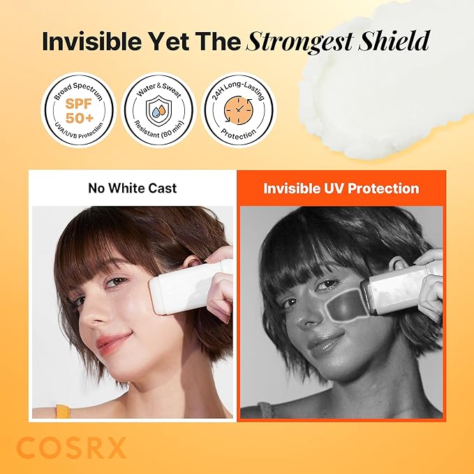 COSRX Airy-Light Clear Sunscreen Stick with Vitamin E&C SPF 50, 0.67 oz, 19g, Korean Suncreen Stick Suncare Sunblock, Lightweight, No White Cast, Water resistant, Oil Control Matte Sunscreen for Face
