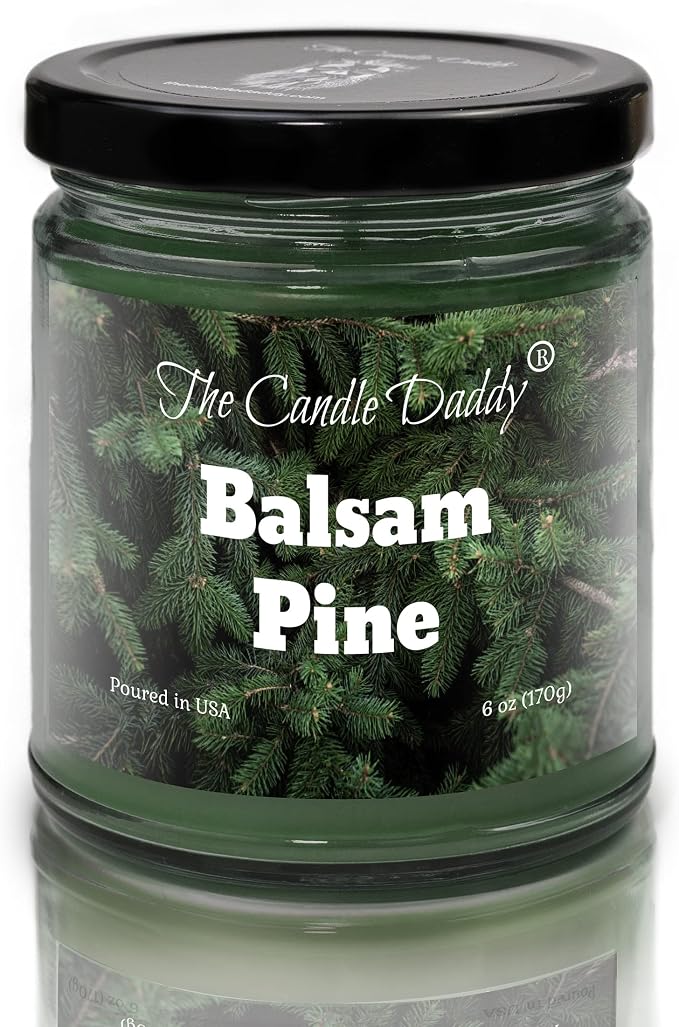 Balsam Pine - Refreshing Christmas Tree Scented - Holiday 6 OZ JAR Candle - 40 Hour Burn TIME