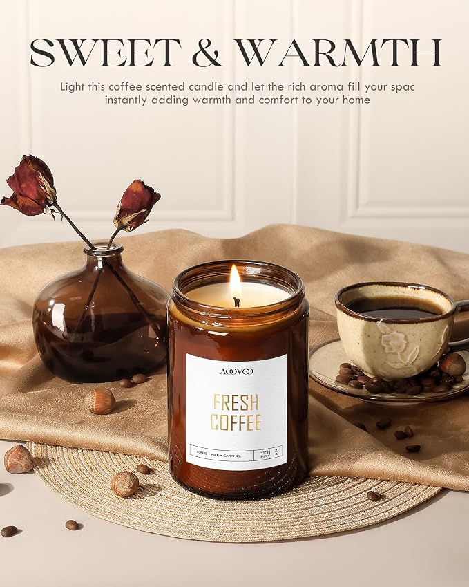 AOOVOO Fresh Coffee Candles - 22 oz Scented Candles, Aromatherapy, Soy Candle for Home Scented