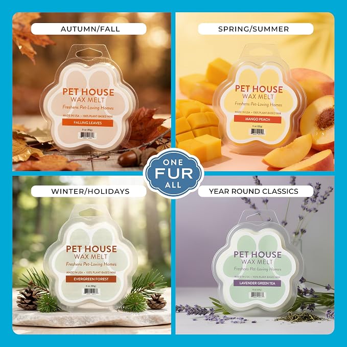 One Fur All Pet House Spring and Summer Wax Melts for Pet Odor, Natural, Plant Based Soy Wax Melts, Long Lasting Fragrance for Fresh Smelling Homes, Lemon Cupcake