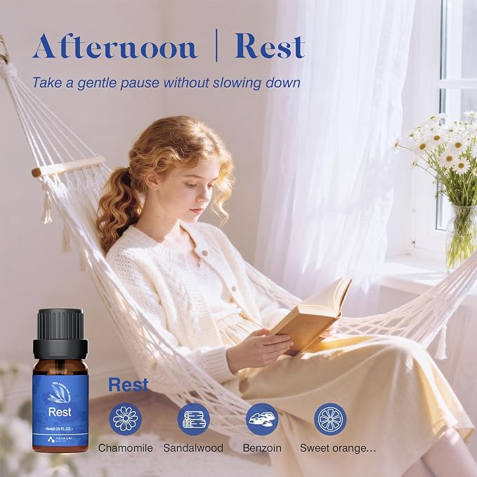 ASAKUKI Essential Oils for Diffuser –6 Mood Essential Oil Blends (Breathe, Uplift, Sensual, Balance, Unwind, Rest) for Morning to Night Rituals, Home & Daily Use-Thoughtful Gift
