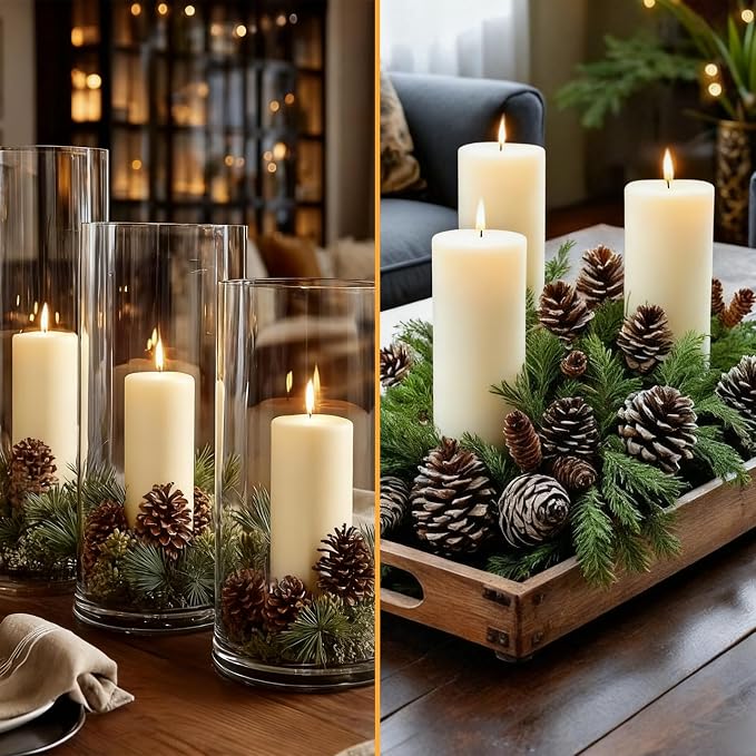 2.8x8 Inch 100 Hours Ivory Pillar Candles, 6 Pack, Long Burning Unscented Tall Pillar Candles, Large Candle for Holiday Decor, Home Decor, Emergency and Events,Dripless & Smokeless