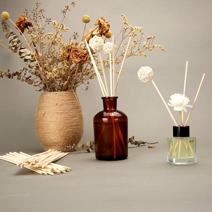 TOMCENXI 100PCS Reed Diffuser Sticks,10 Inch Natural Rattan Wood Sticks,Diffuser Refills,Essential Oil Aroma Diffuser Replacements Sticks for Home,Office (Black Color)