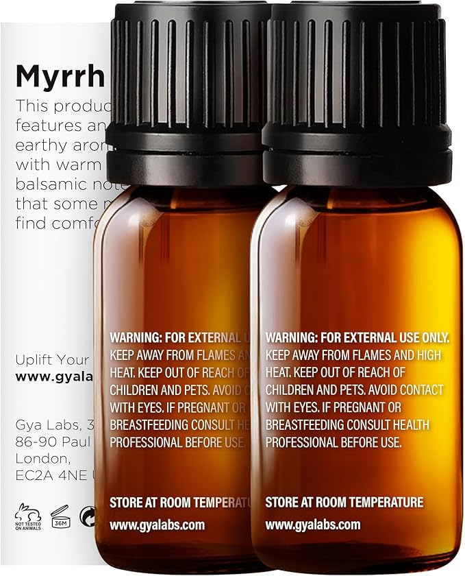Gya Labs Frankincense and Myrrh Oils for Diffuser (0.34 fl oz x 2)