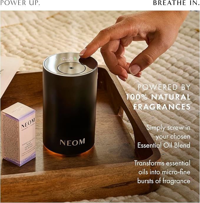 NEOM Wellbeing Pod Mini+ Essential Oil Diffuser, Black I Waterless and Wireless I Portable & Versatile - car, Office or Home I Up to 125 Hours of Natural Fragrance use per Charge