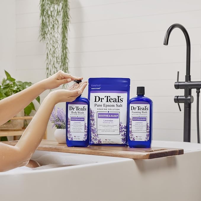 Dr Teal's Body Wash with Pure Epsom Salt, Soothe & Sleep with Lavender, 24 fl oz (Pack of 2)