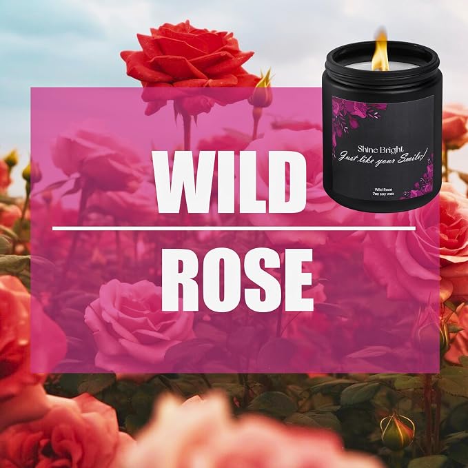 Wild Rose Soy Candle 7oz – Relaxing Aromatherapy | Floral rose aroma · Clean burn · Long-lasting scent · Calming effect · Stress relief · Cozy home feel · Gift ready