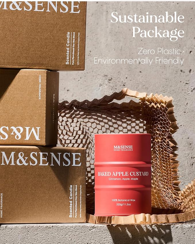 M&SENSE Baked Apple Scented Candles Christmas Decor,Natural Non Toxic,Christmas Candle for Stress Relief Meditation Relaxing, Housewarming Gifts for Women Men, 11.3oz 70 Hour Long Burning