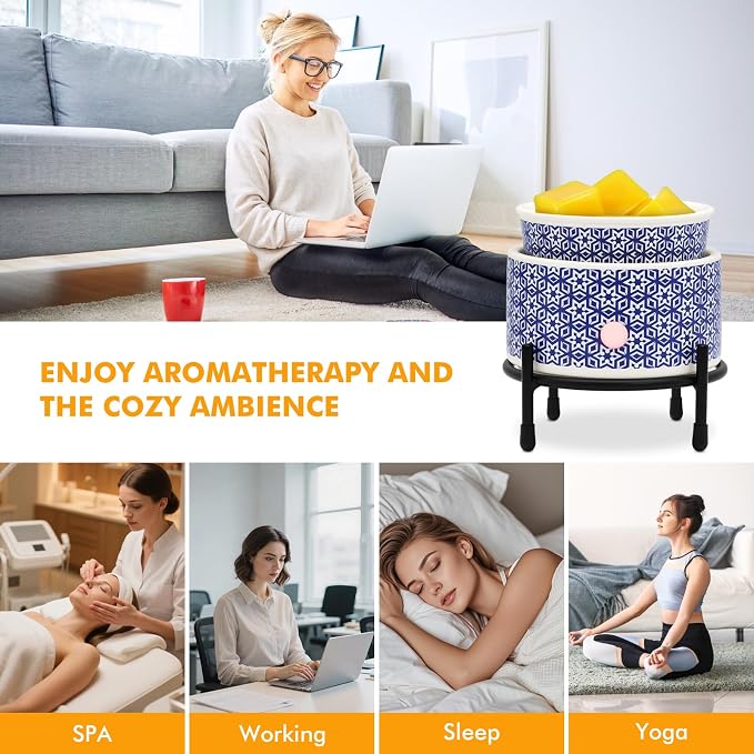 EQUSUPRO Wax Melt Warmer for Scented Wax Melts- Electric 4 in-1 Ceramic Candle Wax Warmer Burner Fragrance Wax Melter for Home Office Bedroom Living Room Decor & Gifts for Women