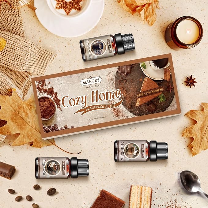 Bakery Essential Oils Set, Gifts for Mom & Wife, Fragrance Oils for Diffusers,Candle & Soap Making,Aromatherapy Oil -,Chocolate, Coffee Cake, Coffee, Apple Pie,Brown Sugar, Leather Scents