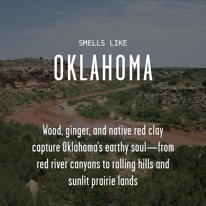 Oklahoma Gifts, Oklahoma Decor for Home - 'There's No Place Like Oklahoma Candle, w/Wood, Ginger & Native Red Clay I Oklahoma Souvenirs I Oklahoma State Gifts I 9oz Jar, 50Hr Burn, USA Made