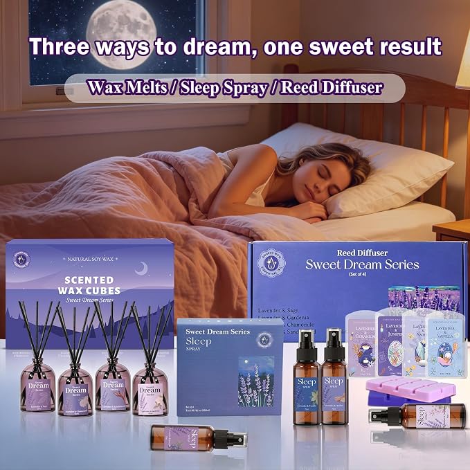 SCENTORINI Sleep Spray, 10.14 oz Calming Lavender Spray for Sleep, Lavender Essential Oil, 4 Pack Relaxing Aromatherapy Pillow Mist for Bedding Fabric, Room Spray Air Freshener