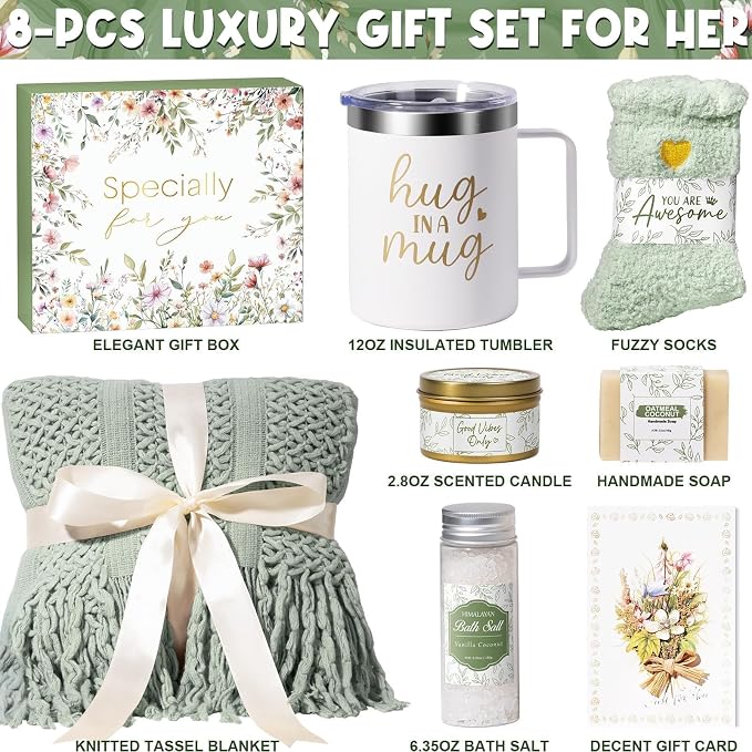 Self Care Gifts for Women Get Well Soon Gifts, Birthday Gifts for Women Care Package, Sympathy Gift Baskets Spa Gifts Set, Christmas Thinking of You Inspirational Gifts for Mom Her Friend Sister Wife