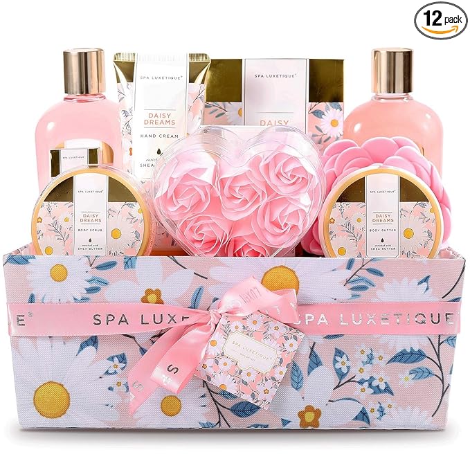 Spa Gift Baskets for Women, Spa Luxetique Bath Gift Set, 12pcs Relaxing Home Spa Kit for Women with Shower Gel, Bath Salt, Essential oil, Body Lotion, Hand Cream, Christmas Gifts for Mom