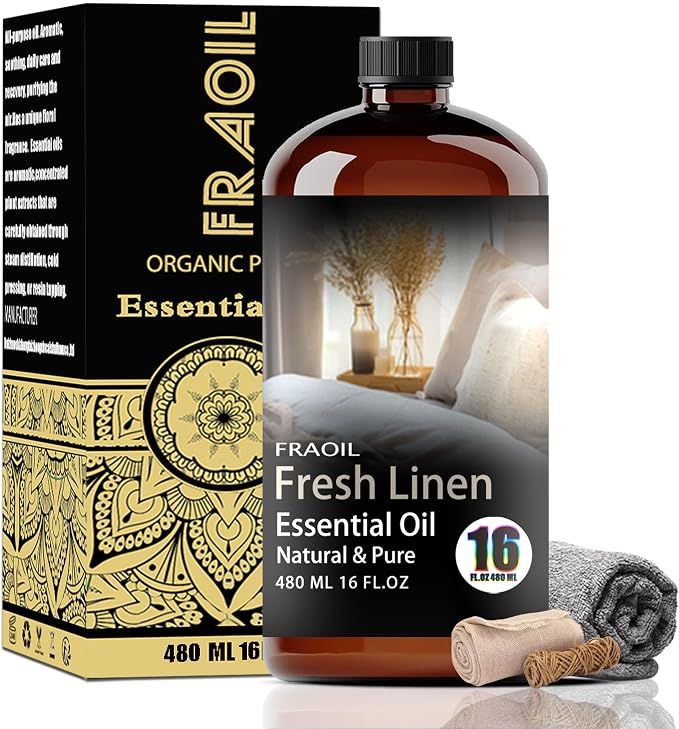 Fresh Linen Essential Oil, Fresh Linen Oil 16 Fl Oz 480ML for Diffuser Humidifier Yoga Cleaning DIY Candle Soap Making Perfume Gift for Women Fresh Linen Fragrance Oils