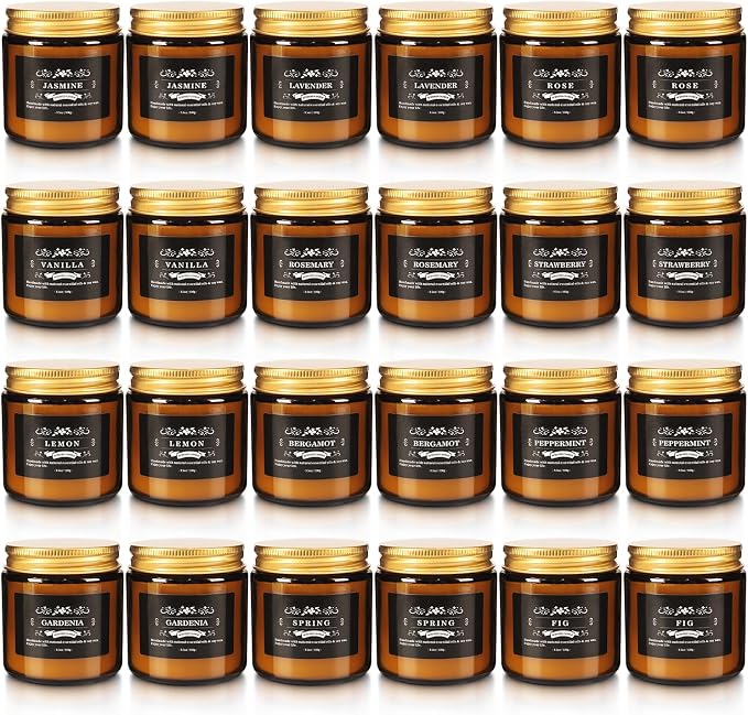 YOROXRG 24 Pcs Scented Candles with Added Natural Essential Oils, 3.05oz, Suitable for Various Festivals, Parties, Yoga, and Home Scene