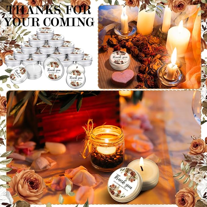 MTLEE 50 Pcs Wedding Candles Gift Favors for Guests 1 Oz Lavender Scented Soy Wax Aromatherapy Candle Favors for Bridal Shower Rustic Wedding Party Guests (Terracotta Floral)