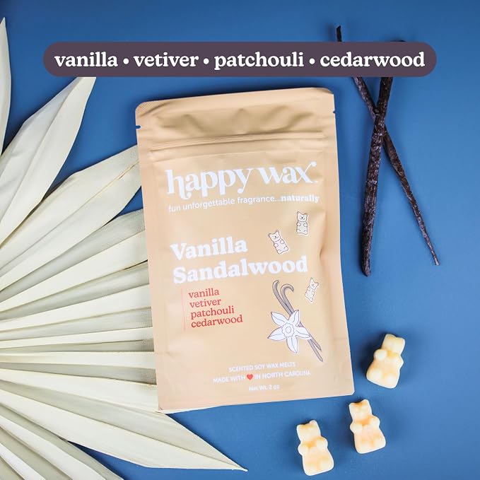 Happy Wax Vanilla Lovers Collection: Natural, Non-Toxic Scented Soy Wax Melts – Total 6oz Variety Pack: Vanilla Bean Latte, Vanilla Sugar, Vanilla Sandalwood