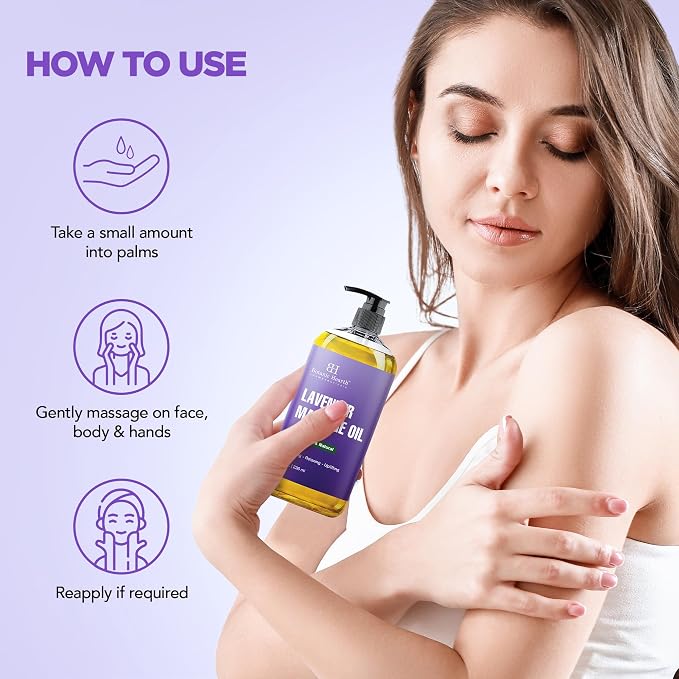 Botanic Hearth Massage Oil |Refreshing, Relaxing Massage Oils for Muscle Relaxing & Joint Comfort | Made with Natural Oils | for All Skin Types, for Men & Women | Lavender Oil 8 Fl Oz