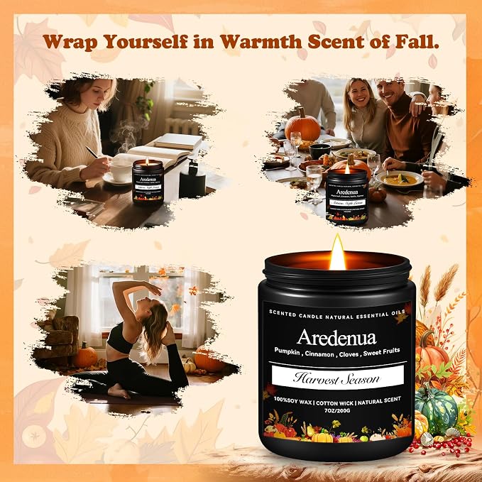 Harvest Season Candle – Warm Holiday & Winter Cozy Aroma, Hand-Poured Soy Candle for Christmas Home Décor & Cozy Seasonal Gifting