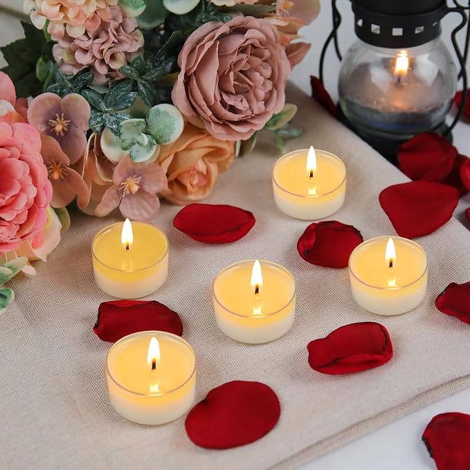 Soy Tealight Candles 120 Pack, 6 Hours Long Burning Tealights Candles Bulk, Natural Soy Wax Tea Light Candle Paraffin-Free, Unscented Small Tea Candle for Emergency,Dinner